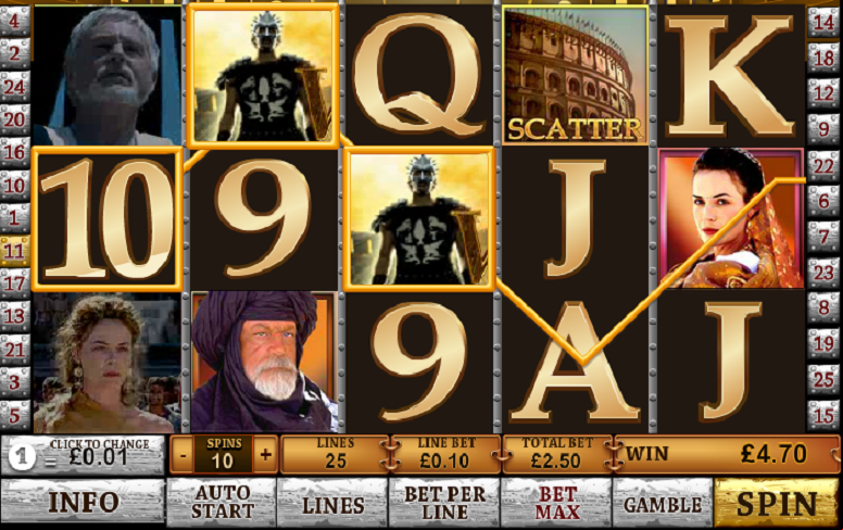Reels view of the Gladiator Jackpot Slot